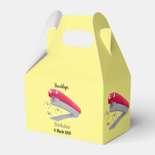 かわいい赤い幸せステープラー漫画イラストレーション フェイバーボックス (裏面サイド)