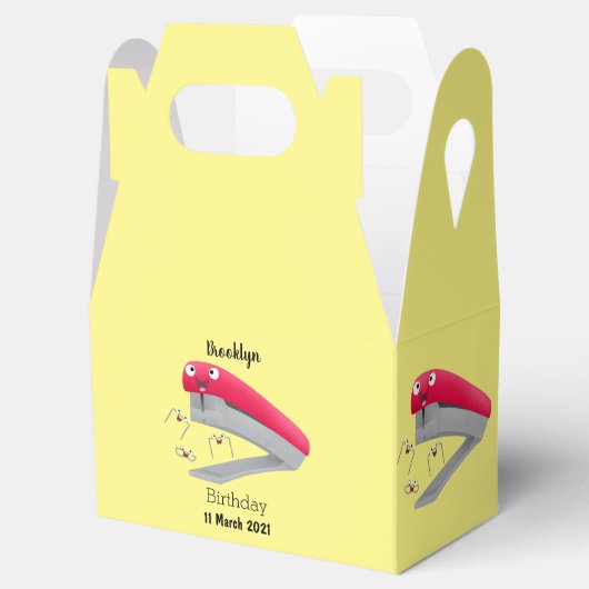 かわいい赤い幸せステープラー漫画イラストレーション フェイバーボックス (オープン)