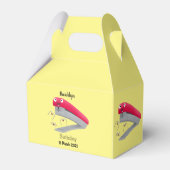 かわいい赤い幸せステープラー漫画イラストレーション フェイバーボックス (正面サイド)