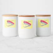 かわいい赤い幸せステープラー漫画イラストレーション フードラベル (ボトル)