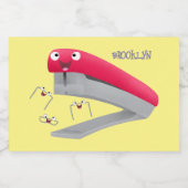 かわいい赤い幸せステープラー漫画イラストレーション フードラベル (シングルラベル)