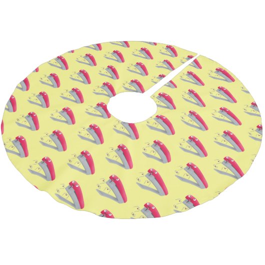 かわいい赤い幸せステープラー漫画イラストレーション ブラッシュドポリエステルツリースカート (アングル)