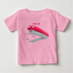 かわいい赤い幸せステープラー漫画イラストレーション ベビーTシャツ