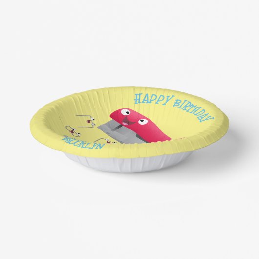 かわいい赤い幸せステープラー漫画イラストレーション ペーパーボウル (傾斜あり)