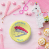 かわいい赤い幸せステープラー漫画イラストレーション ペーパーボウル (パーティー)