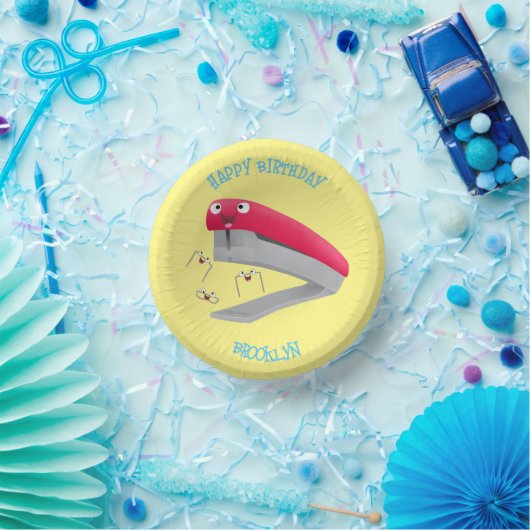 かわいい赤い幸せステープラー漫画イラストレーション ペーパーボウル (パーティー)