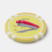 かわいい赤い幸せステープラー漫画イラストレーション ポーカーチップ (シングル)