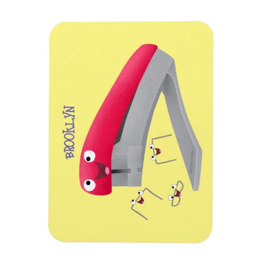 かわいい赤い幸せステープラー漫画イラストレーション マグネット (縦)