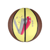 かわいい赤い幸せステープラー漫画イラストレーション ミニバスケットボール (縦)