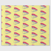 かわいい赤い幸せステープラー漫画イラストレーション ラッピングペーパー (フラット)