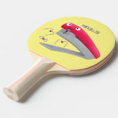 かわいい赤い幸せステープラー漫画イラストレーション 卓球ラケット (正面アングル)