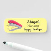 かわいい赤い幸せステープラー漫画イラストレーション 名札 (インサイチュ)