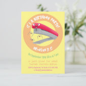 かわいい赤い幸せステープラー漫画イラストレーション 招待状 (スタンド正面)