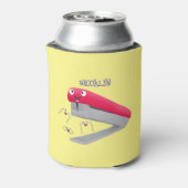 かわいい赤い幸せステープラー漫画イラストレーション 缶クーラー (缶裏面)