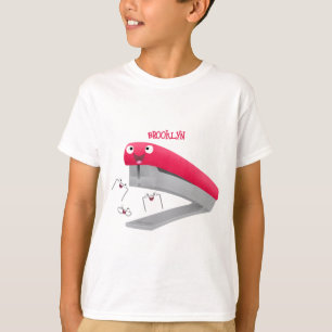 かわいい赤い幸せステープラー漫画イラストレーション Tシャツ