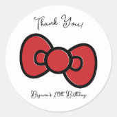 かわいい赤い弓お洒落赤ちゃんシャワー誕生日パーティー ラウンドシール (正面)