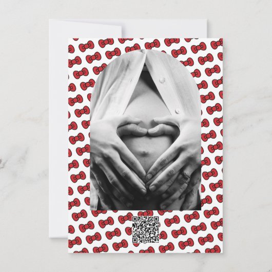 かわいい赤い弓お洒落赤ちゃんシャワー 招待状 (裏面)