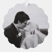 かわいい赤い弓の写真メリークリスマス オーナメントカード (裏面)