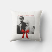 かわいい赤い弓の写真メリークリスマス クッション (裏面)