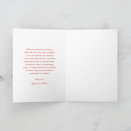 かわいい赤い弓の写真メリークリスマス シーズンカード (内部)