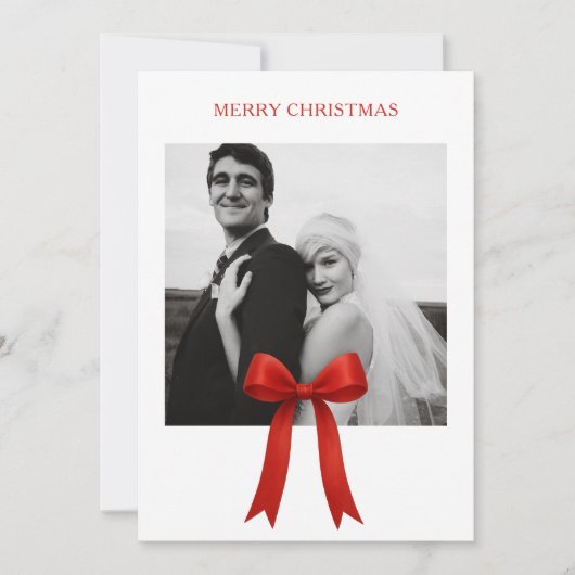 かわいい赤い弓の写真メリークリスマス シーズンカード