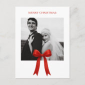 かわいい赤い弓の写真メリークリスマス シーズンポストカード (正面)