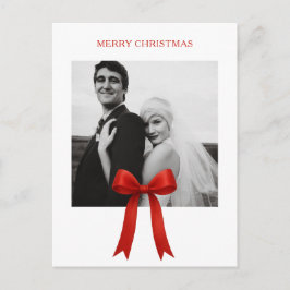 かわいい赤い弓の写真メリークリスマス シーズンポストカード