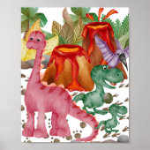 かわいい赤い恐竜の保育園ポスター ポスター (正面)