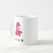 かわいい赤い恐竜の轟音 コーヒーマグカップ (正面左)