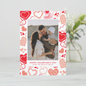 かわいい赤い愛のハート写真バレンタインデー シーズンカード (スタンド正面)