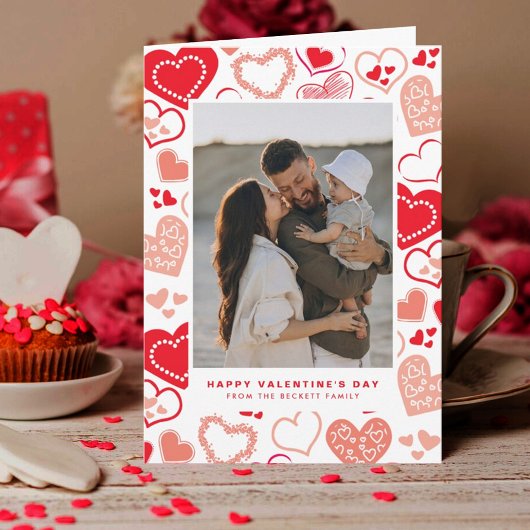 かわいい赤い愛のハート写真バレンタインデー シーズンカード