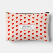 かわいい赤い愛のハート アクセサリーポーチ (正面)