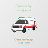 かわいい赤い救急車の漫画 ウィンドウサイン (シート)