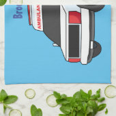 かわいい赤い救急車の漫画 キッチンタオル (折り畳み)