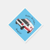 かわいい赤い救急車の漫画 スタンダードカクテルナプキン (角)