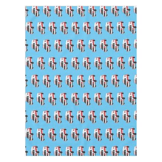 かわいい赤い救急車の漫画 テーブルクロス (正面)