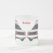 かわいい赤い救急車の漫画 フロストグラスマグカップ (中央)