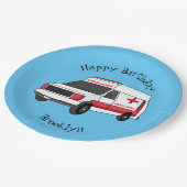 かわいい赤い救急車の漫画 ペーパープレート (アングル)