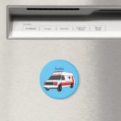 かわいい赤い救急車の漫画 マグネット (インサイチュ (食洗機))