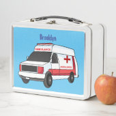 かわいい赤い救急車の漫画 メタルランチボックス (インサイチュ)