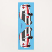 かわいい赤い救急車の漫画 ヨガマット (正面)