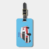 かわいい赤い救急車の漫画 ラゲッジタグ (正面縦)