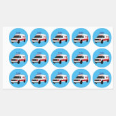 かわいい赤い救急車の漫画 ラベル (シート)