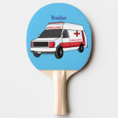 かわいい赤い救急車の漫画 卓球ラケット (裏面)