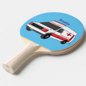 かわいい赤い救急車の漫画 卓球ラケット (正面アングル)