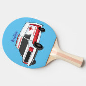 かわいい赤い救急車の漫画 卓球ラケット (横)