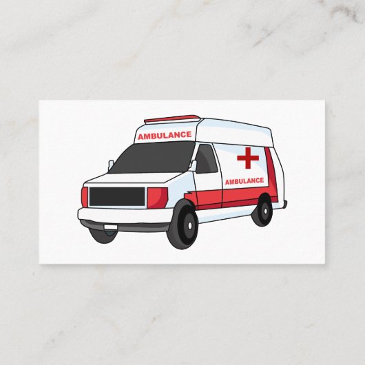 かわいい赤い救急車の漫画 名刺 (裏面)