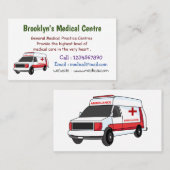 かわいい赤い救急車の漫画 名刺 (正面/裏面)