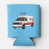 かわいい赤い救急車の漫画 缶クーラー (裏面)