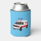 かわいい赤い救急車の漫画 缶クーラー (缶裏面)